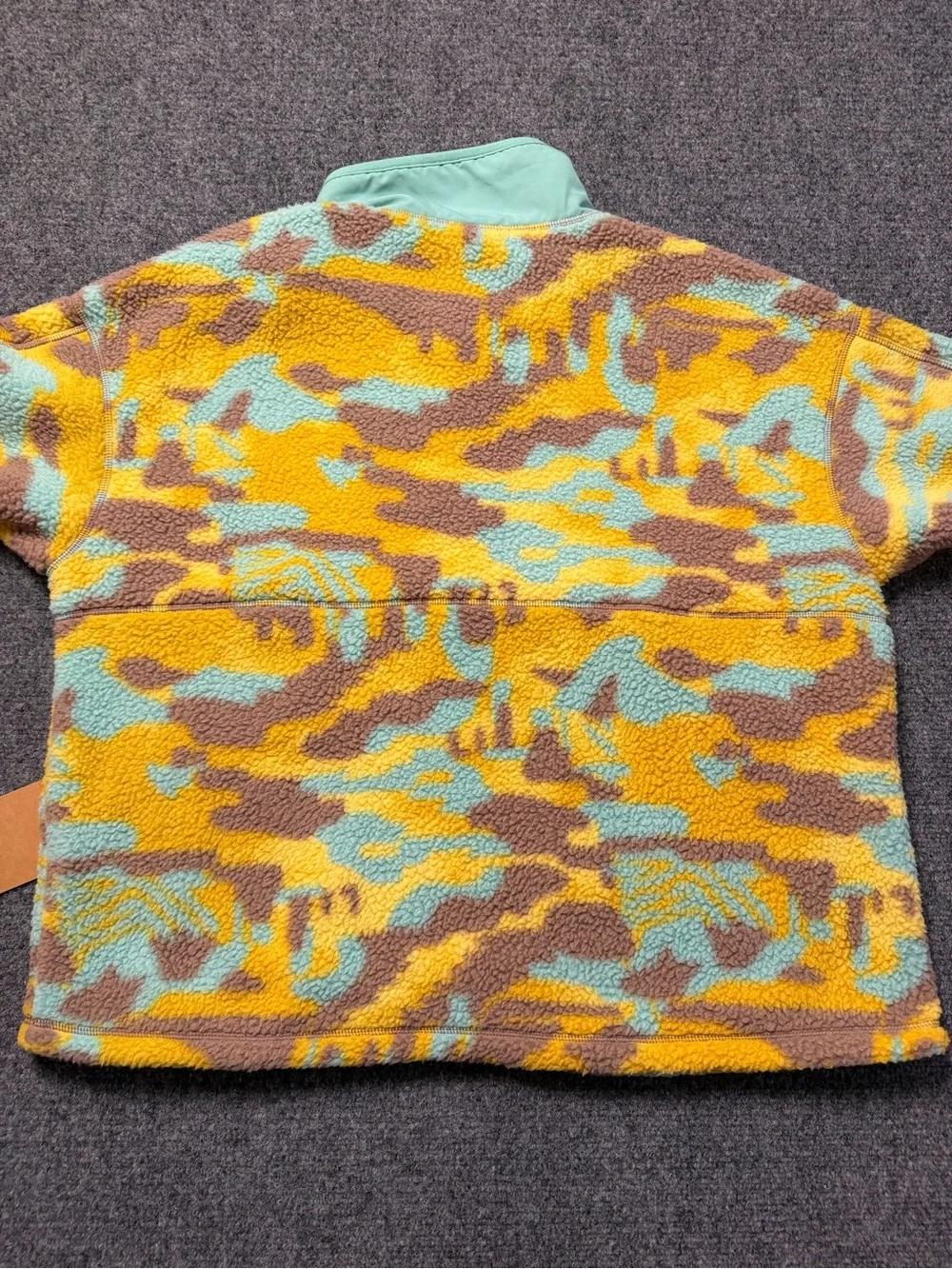 The North Face Womens Sz Large  Cragmont Camo 1/4 Snap Fleece Jacket Yellow Teal